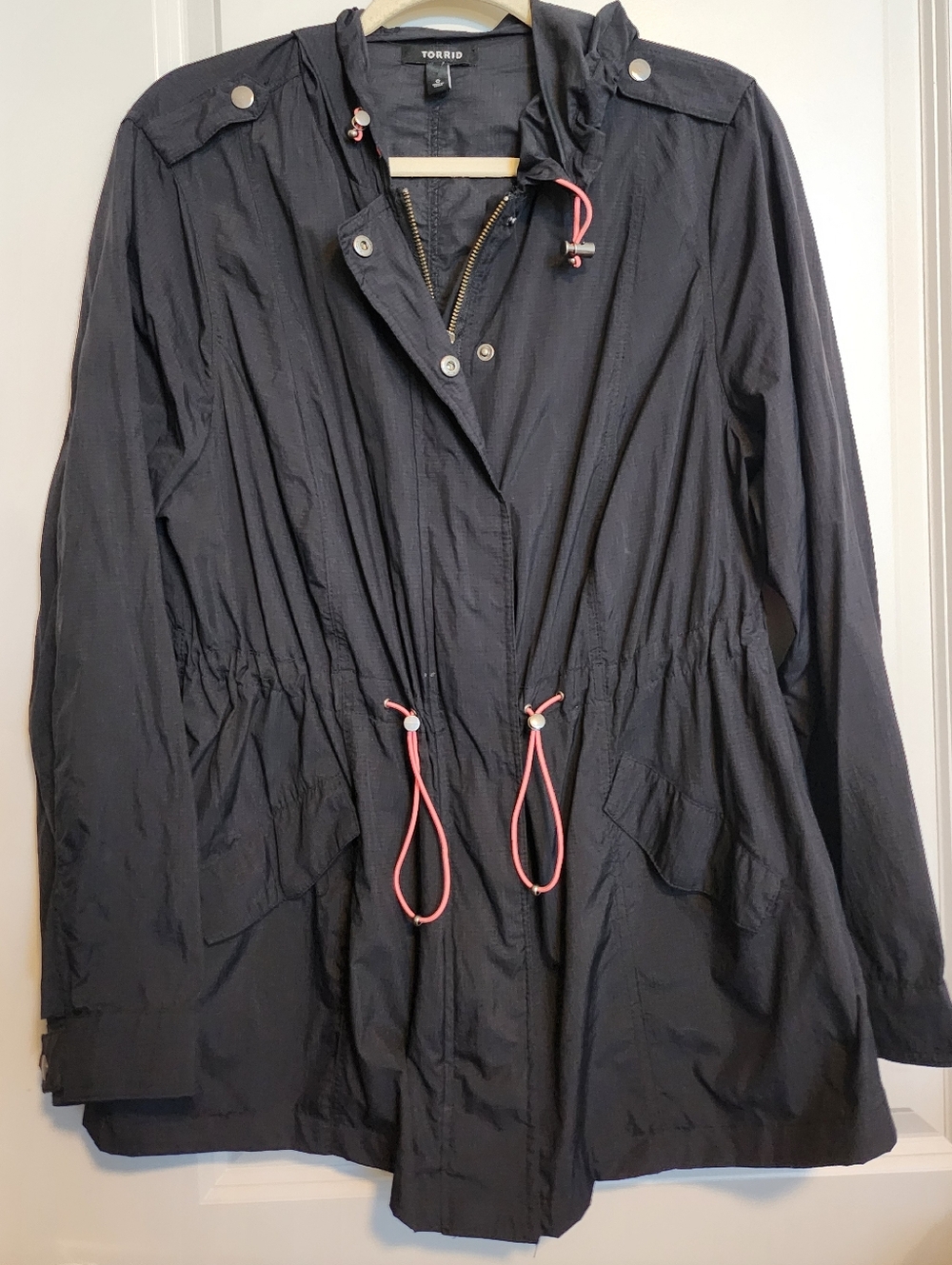 torrid Black Utility Jacket with Pink Drawcord Accents